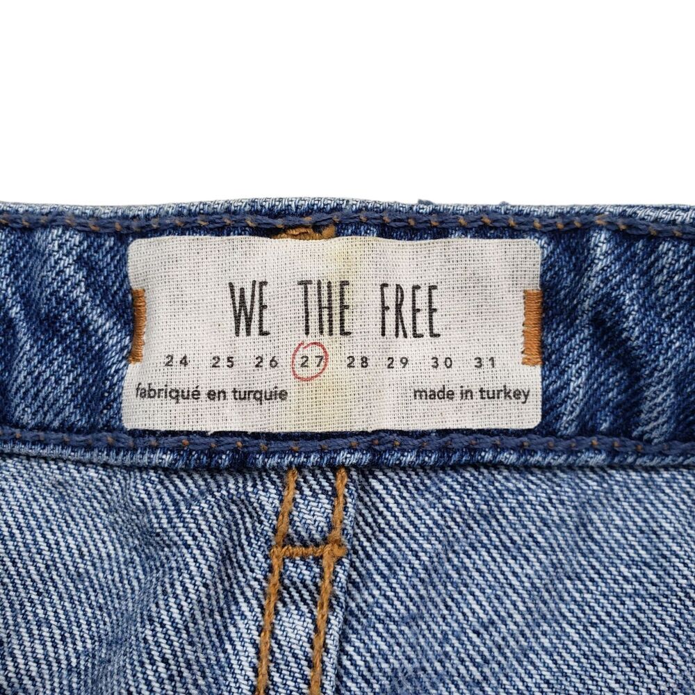 Free People We The Free Mini Jean Skirt Womens 27 Denim Distressed Button Fly - Picture 4 of 10